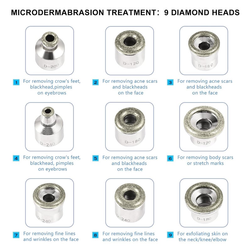 mcwdoit 【3-IN-1】Microdermabrasion Machine, 0-68cmHg Strong Suction Power, Professional Dermabrasion Facial Skin Care - Image 4